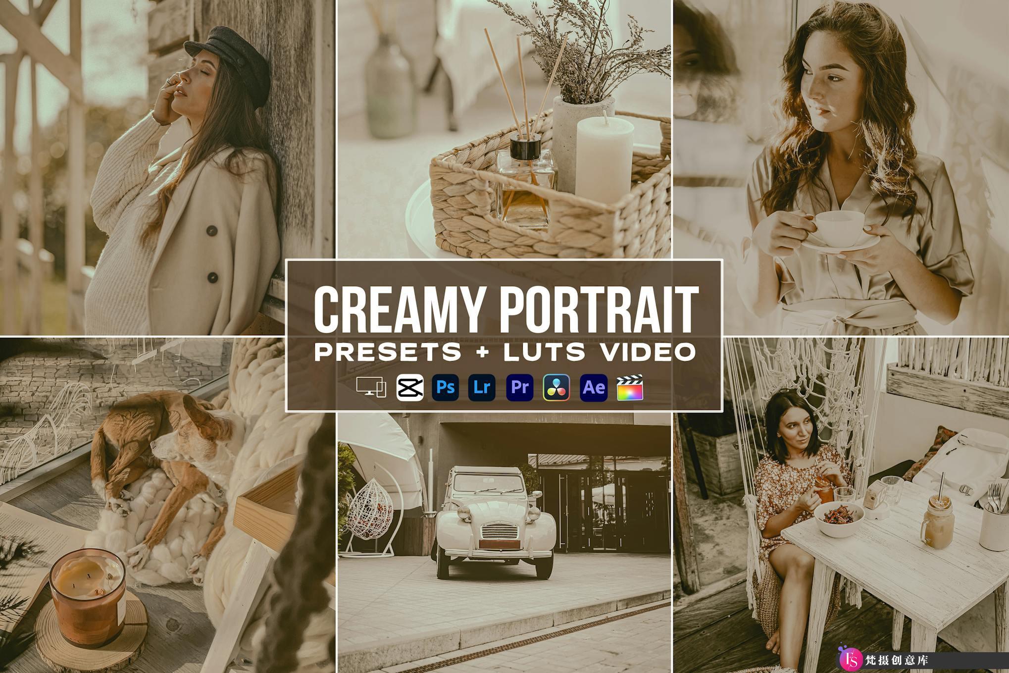 好莱坞法式胶片电影调色LUT预设/LR预设 Creamy Portrait Presets-LUT