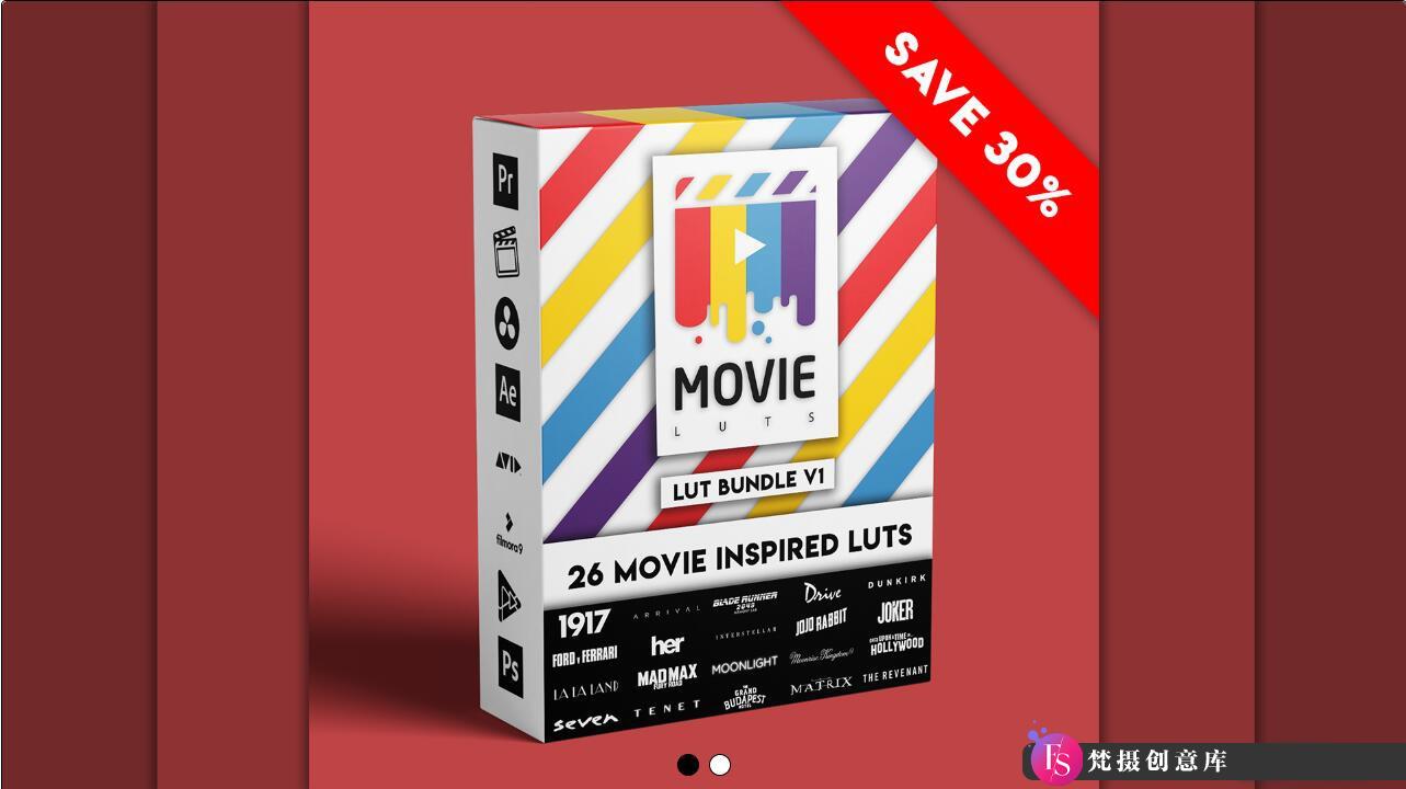 26组好莱坞电影大片风格LUTS调色预设第一季 Movie LUTs Bundle V1