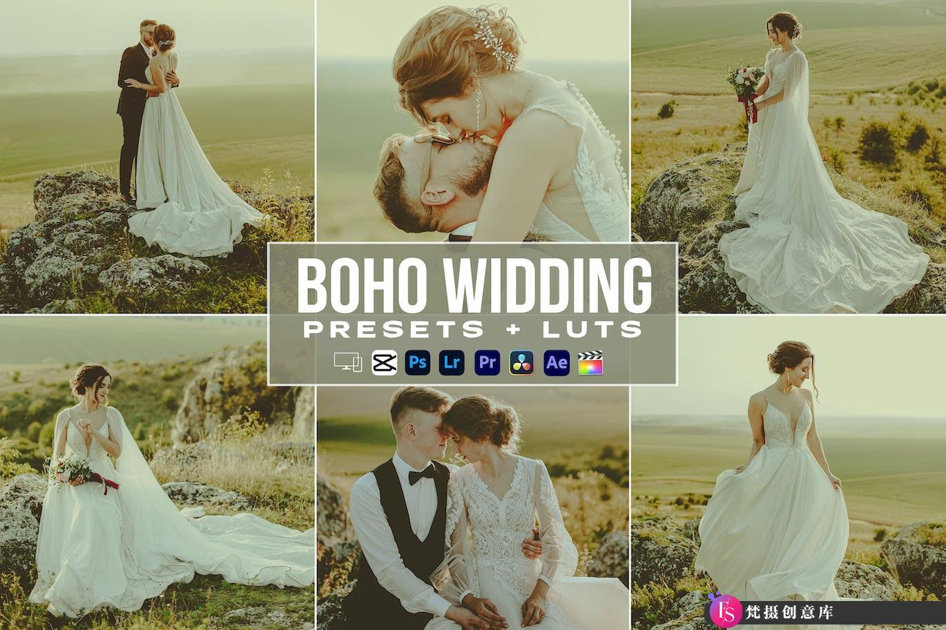 波西米亚电影婚礼调色LUT预设 Boho Wedding Presets And luts