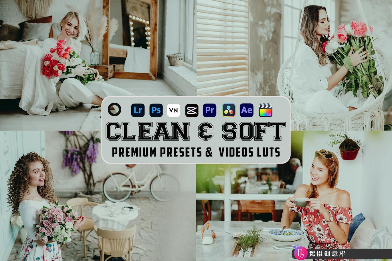 干净柔和的婚礼电影调色LUT预设 Clean & Soft Luts Videos & Presets-梵摄创意库