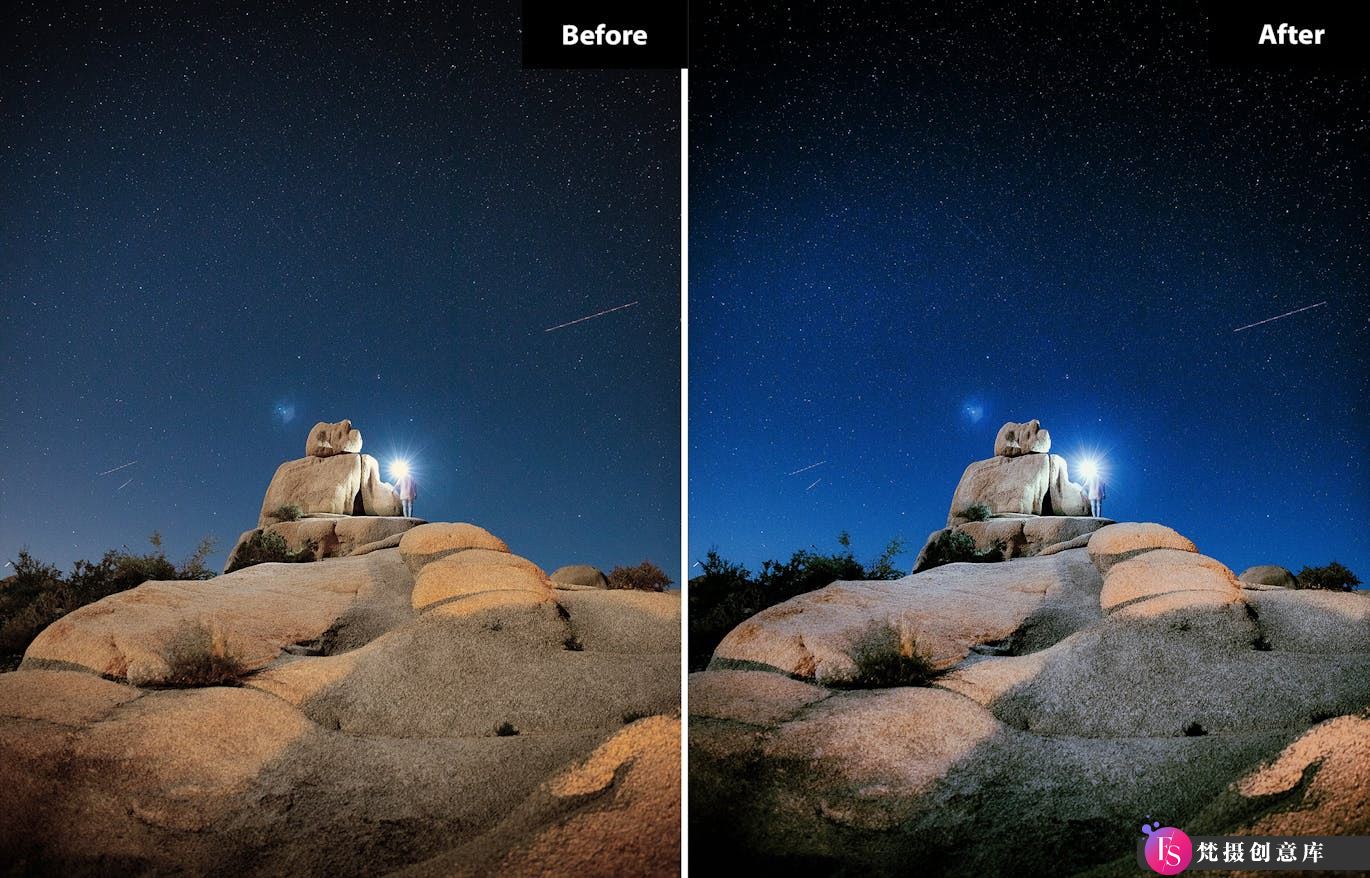 6种星空银河夜景调色LR预设 Night Sky LR预设