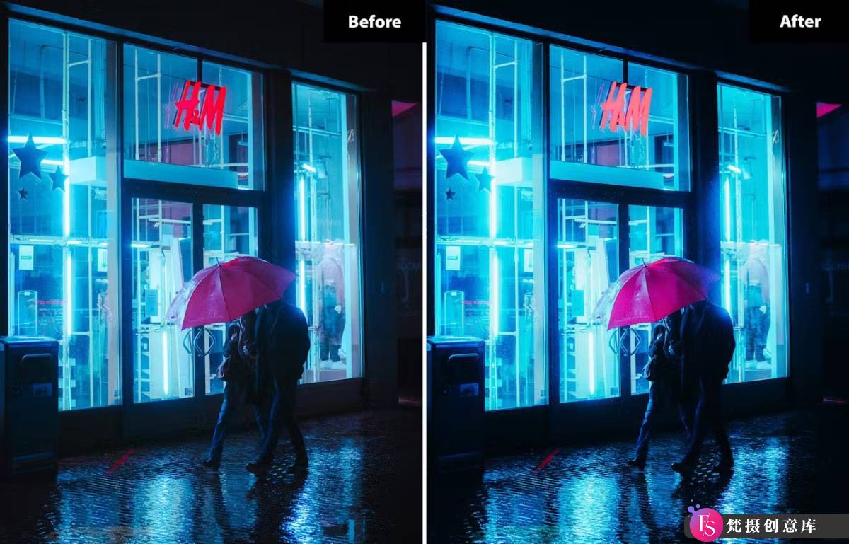 夜色霓虹城市风景Lightroom预设分享