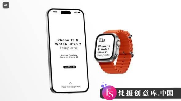 iPhone 15与Apple Watch Ultra 2屏幕模型模板展示 - 梵摄创意库-梵摄创意库