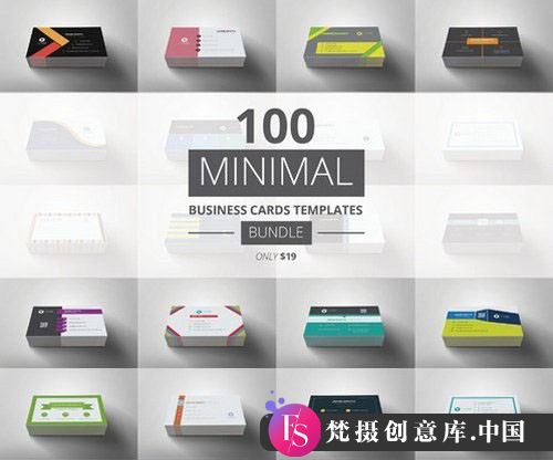 卡片名片100 张时尚名片矢量素材包 100 Minimal Business Cards Bundle-梵摄创意库