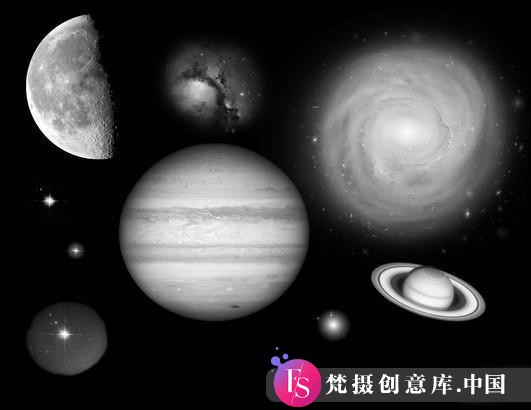 《创意无限：月球与星系主题PS笔刷，点亮你的设计》