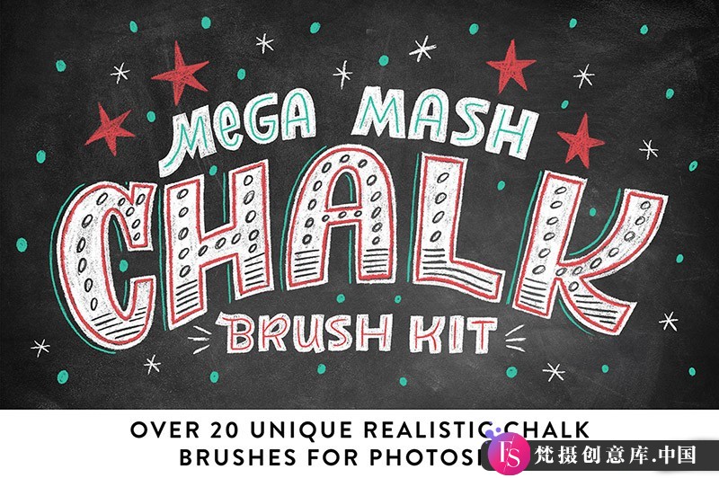 创意PS粉笔字画笔：Mega Mash Chalk Brush Kit全新特效体验-梵摄创意库