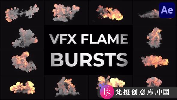 After Effects的VFX火焰爆发视频素材模板 VFX Flame Bursts