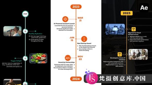 时间线图表垂直竖版视频模板 Timeline Infographics Vertical - 梵摄创意库-梵摄创意库