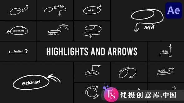 高亮箭头指示AE模板 Highlight And Arrows for After Effects - 梵摄创意库-梵摄创意库