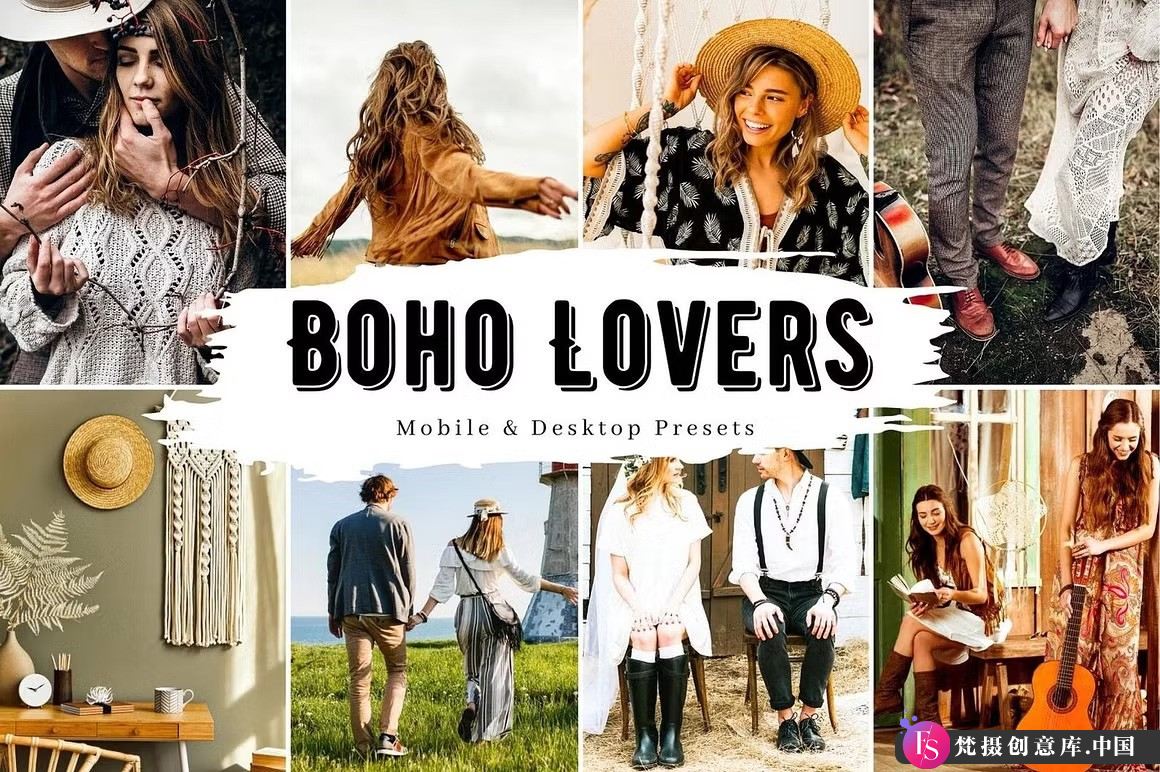 婚礼LR预设波西米亚婚礼人像LR预设 Presets Lightroom Mobile Boho Lovers-梵摄创意库