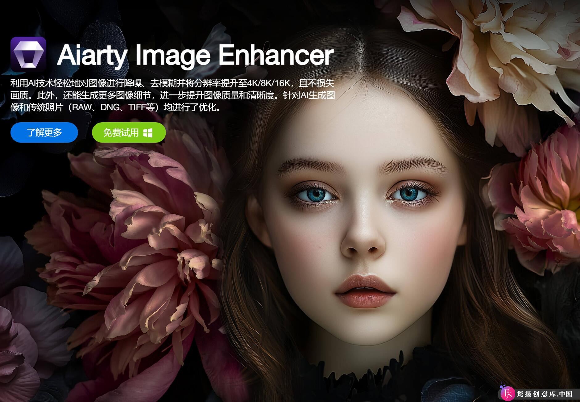 AI人工智能平面软件Aiarty Image Enhancer3.2中文版 一键放大降噪美化修图WIN版