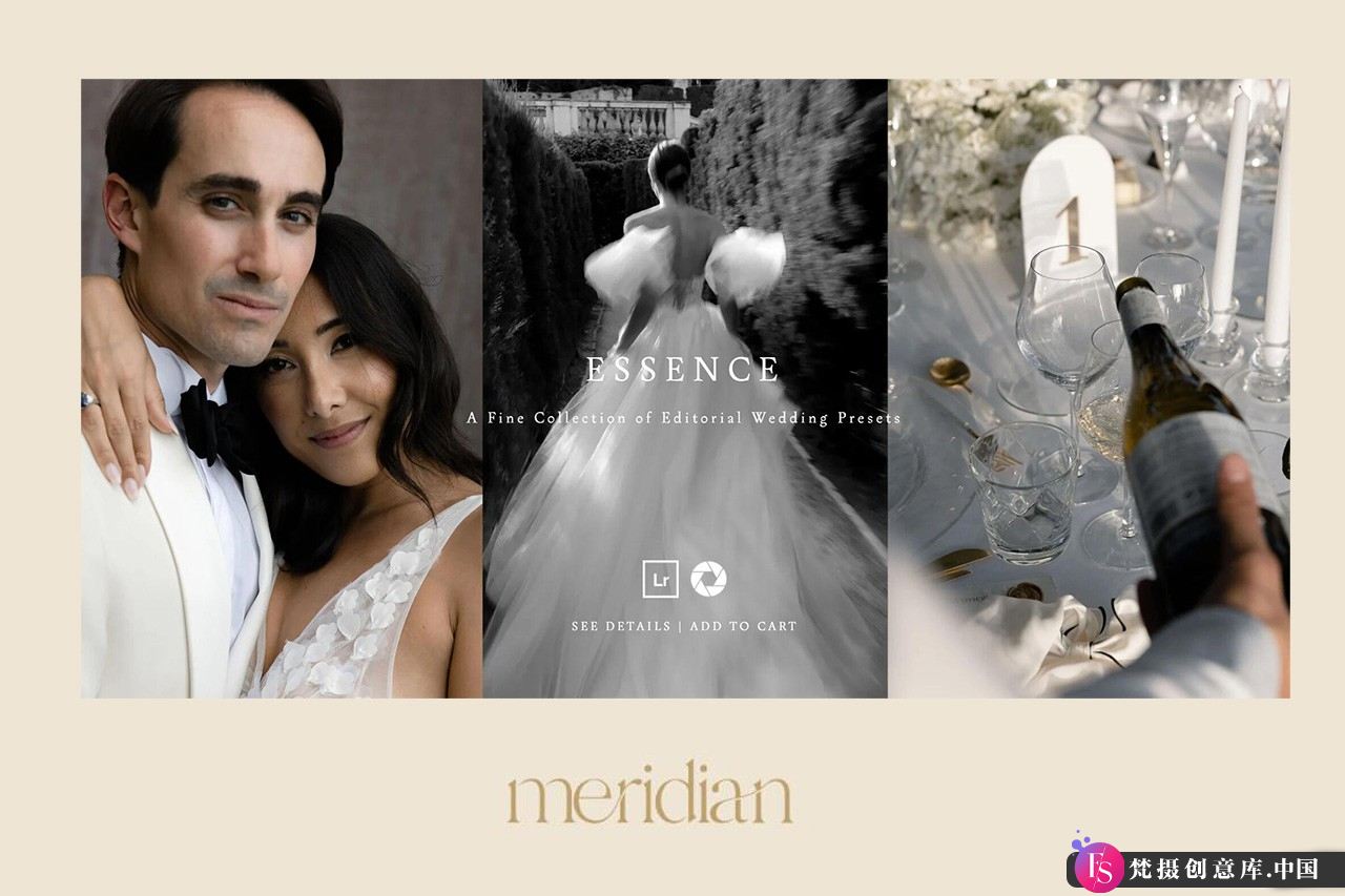 婚礼LR预设AI人工智能婚礼调色LR预设 Meridian-Essence Editorial Wedding Presets-梵摄创意库