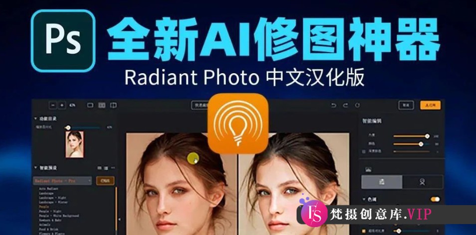 Ai修图神器RadiantPhoto2.0中文版PS2025适用含调色预设