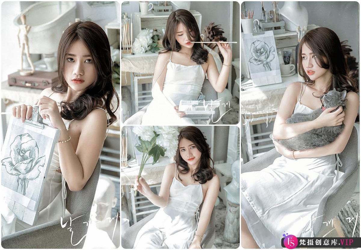 画室情绪美女人像写真RAW原图,修图练习RAW素材14张