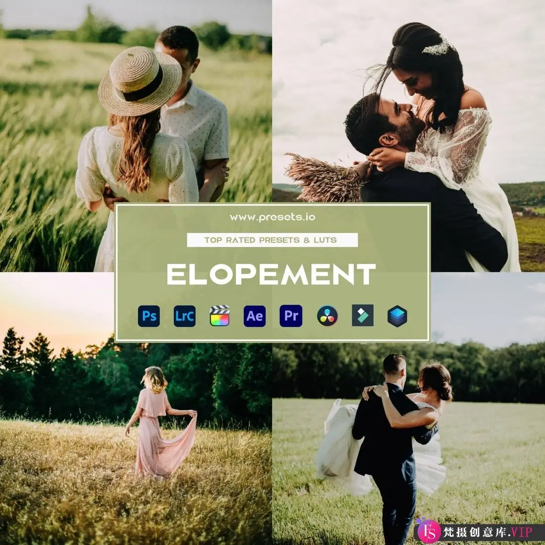 婚礼LR预设情侣婚纱婚礼人像调色Lightroom预设 Presets.io – Elopement Preset