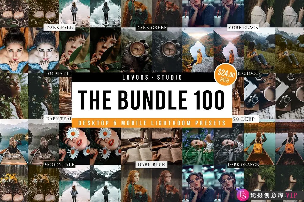 胶片LR预设10套100种风光人像Lightroom预设THE BUNDLE 100- Lightroom Presets