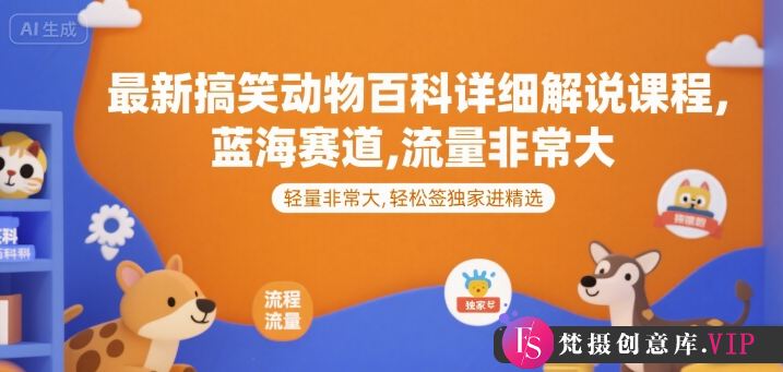 最新搞笑动物百科详细解说课程，蓝海赛道，流量非常大，轻松签独家进精选-梵摄网创