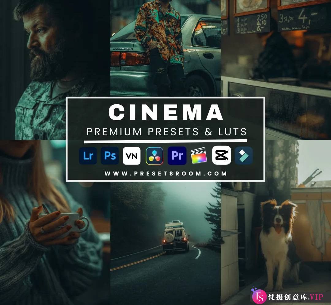 高品质电影人像LR与LUT调色预设：Cinema Lightroom Presets & Luts