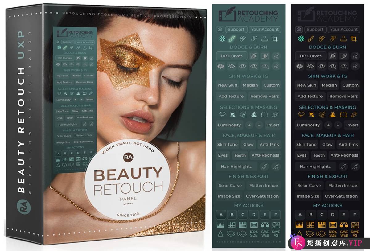 D&B中性灰高低频商业级修图插件RA Beauty Retouch Panel v5.2汉化版-