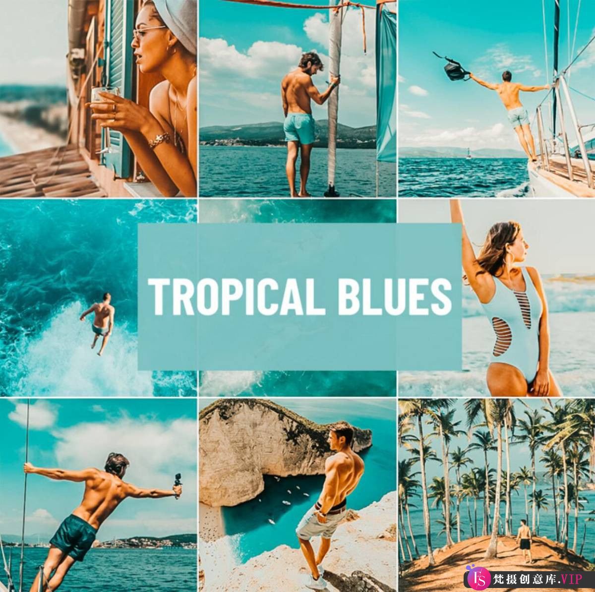 旅拍LR预设：蓝调风光人像，Tropical Blues Lightroom Presets