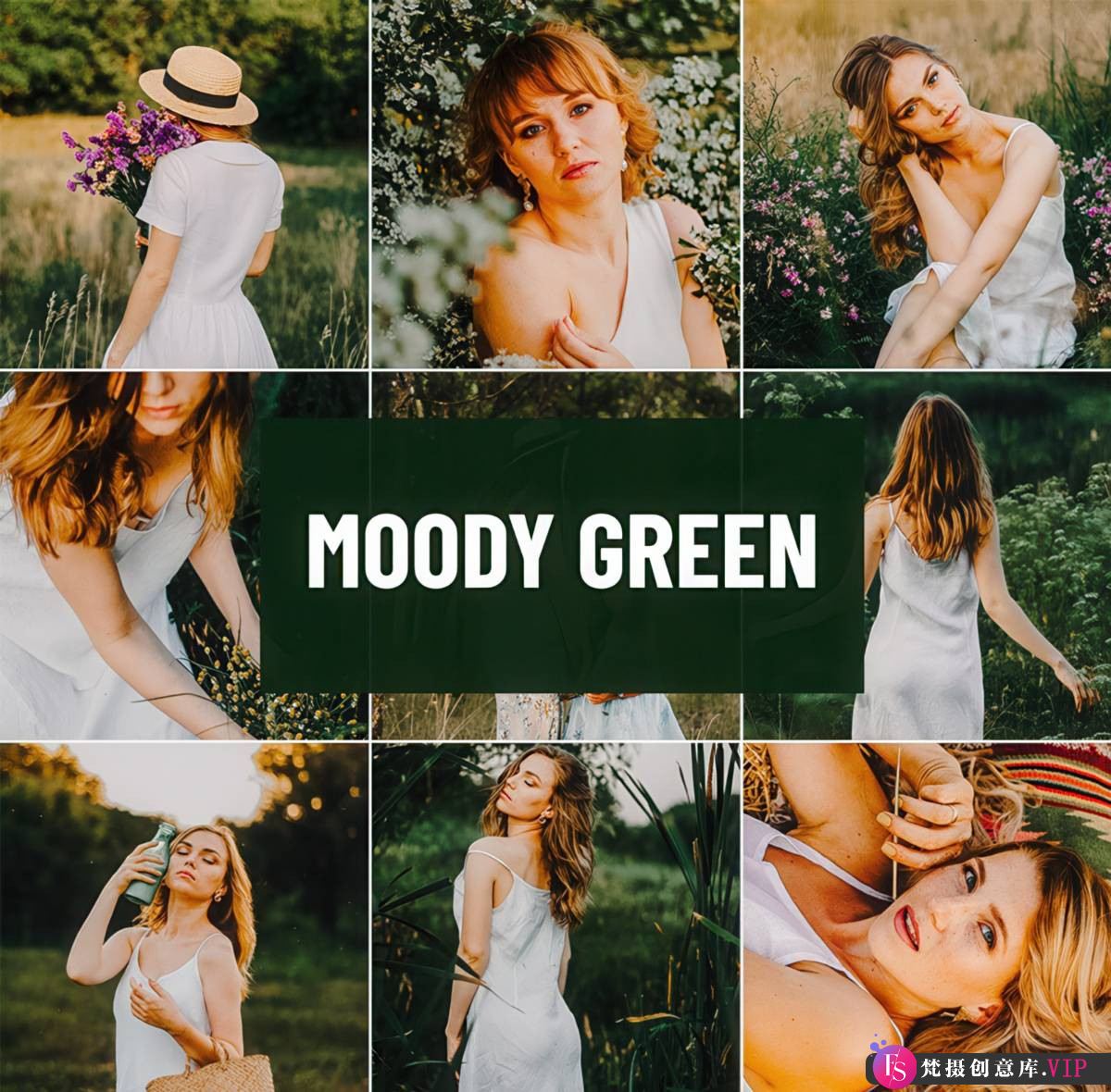 10种黑暗情绪电影人像胶片LR预设：Moody Green Lightroom Preset