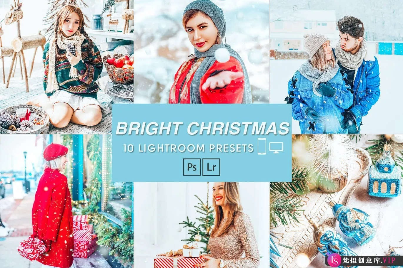 冬季明亮通透人像调色LR预设手机滤镜 Bright Christmas presets-Lightroom预设