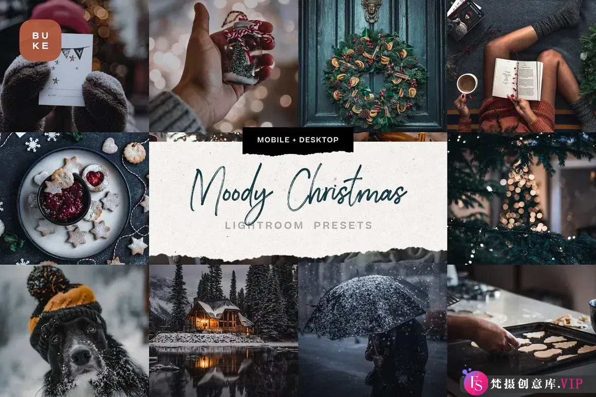 冬季情绪电影胶片调色LR预设手机调色滤镜 Moody Christmas Presets-Lightroom预设