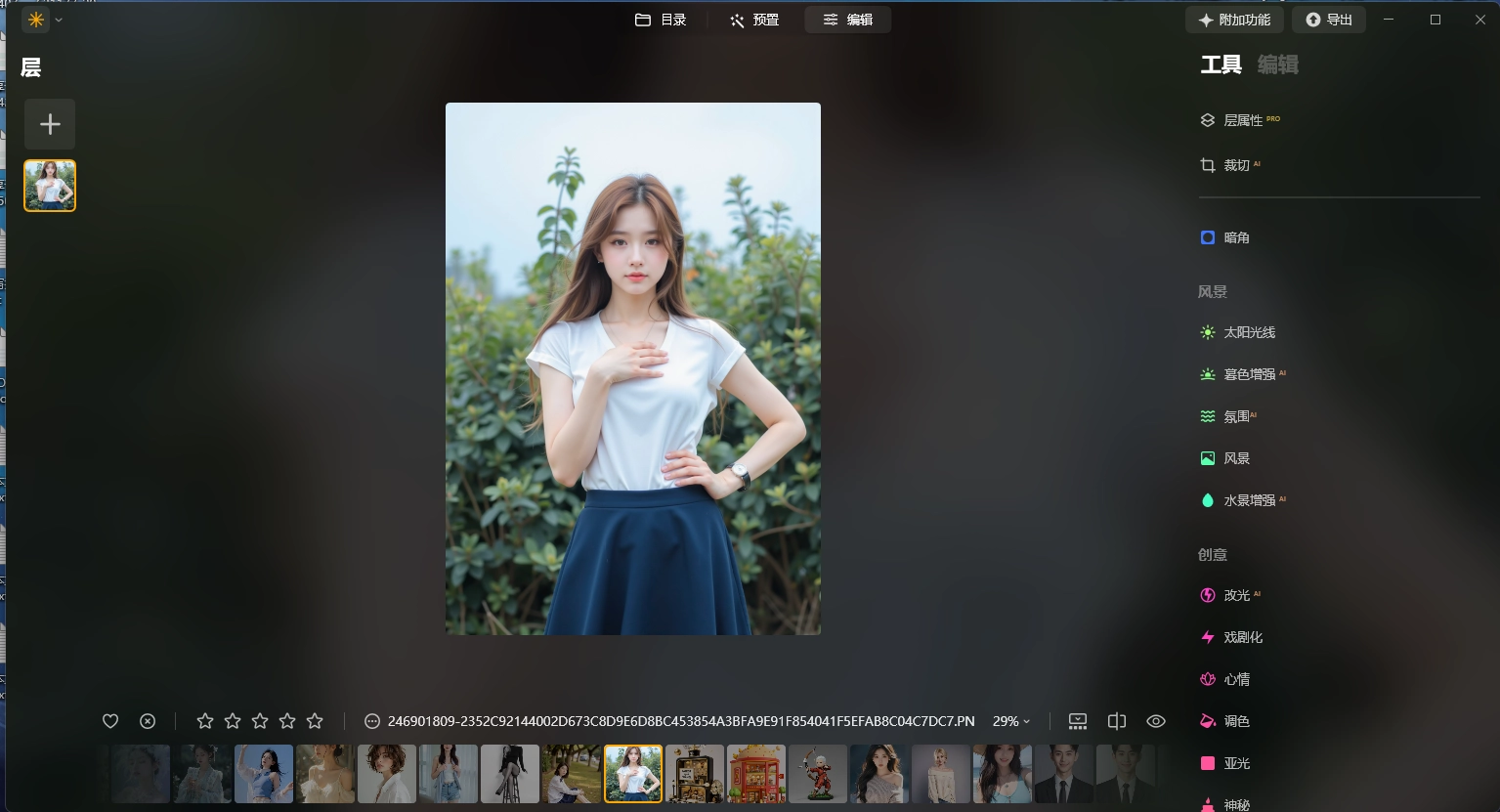 Luminar Neo 预设与图层管理界面展示