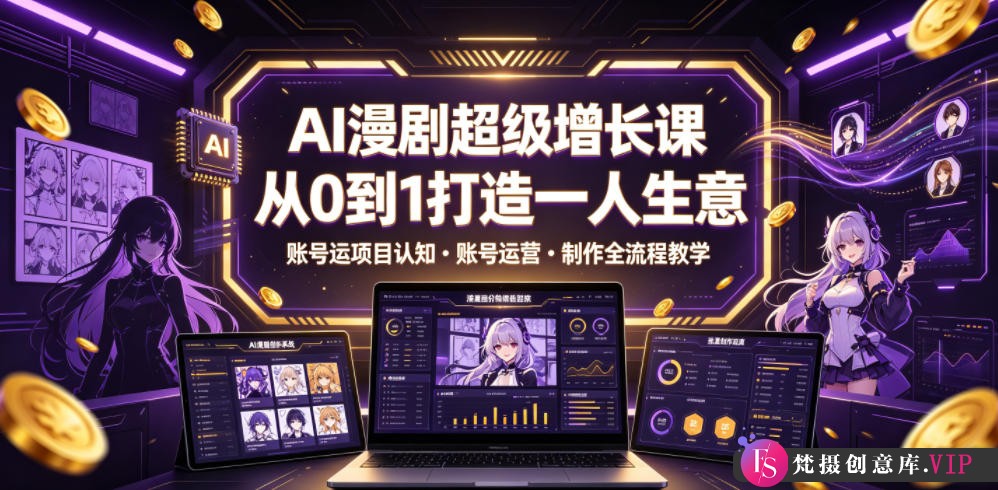 AI漫剧超级增长课，从0到1打造一人生意，项目认知・账号运营・制作全流程教学
