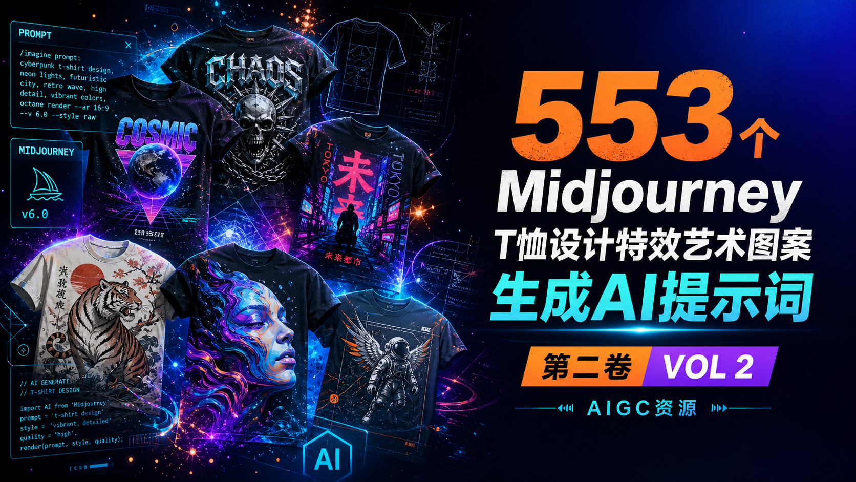 553个MidjourneyT恤设计特效艺术图案生成AI提示词第二卷 VOL 2-AIGC资源