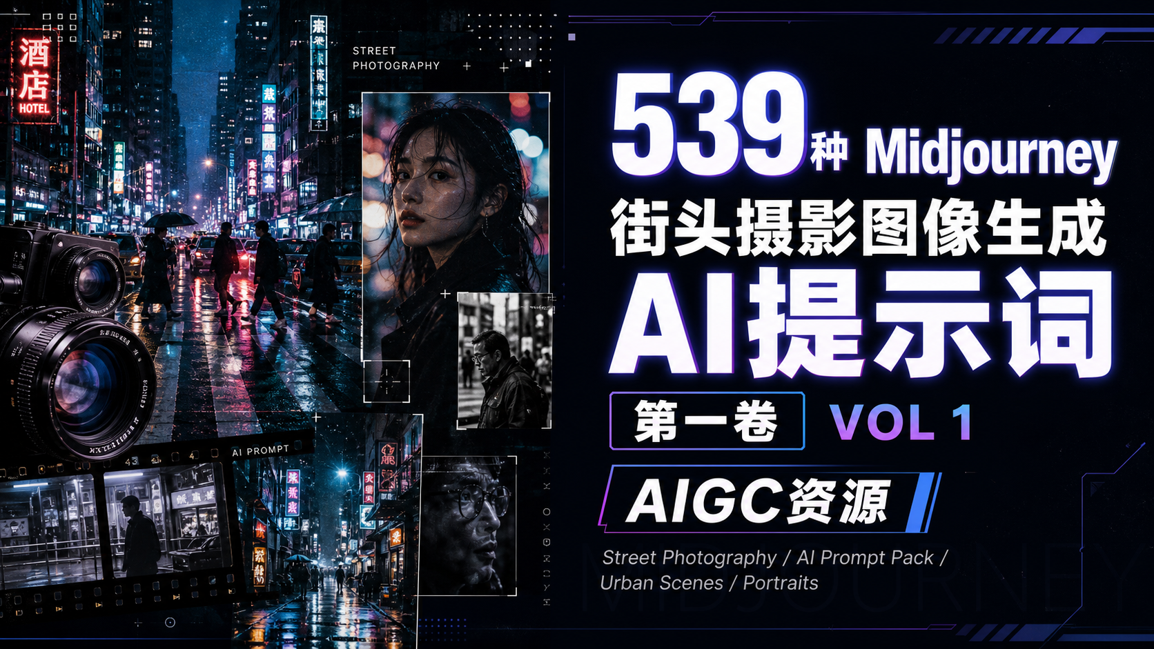 539种Midjourney街头摄影图像生成AI提示词第一卷 VOL 1-AIGC资源