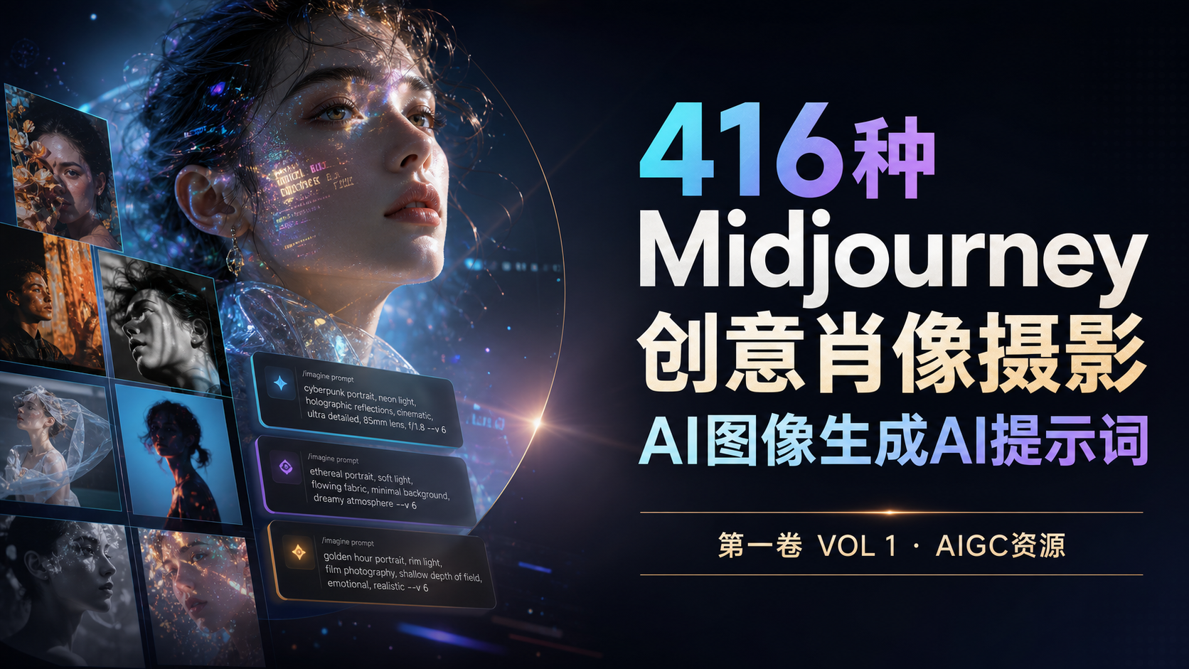 416种Midjourney创意肖像摄影AI图像生成AI提示词第一卷 VOL 1-AIGC资源