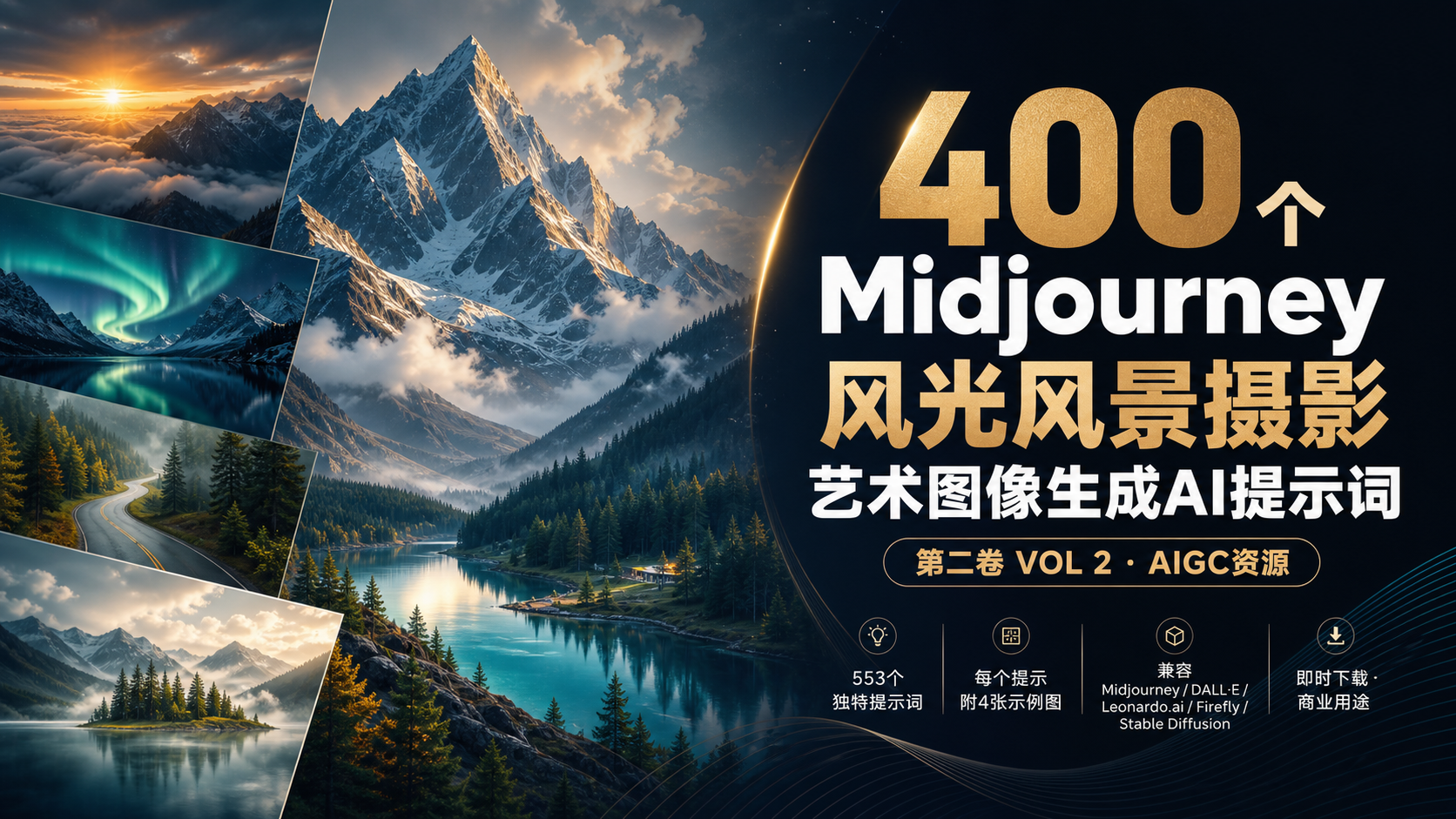 400个Midjourney风光风景摄影艺术图像生成AI提示词第二卷 VOL 2-AIGC资源