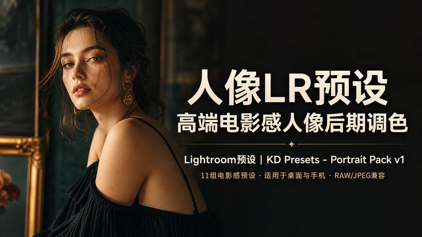 人像LR预设高端电影感人像后期调色Lightroom预设KDPresets-Portrait Pack v1