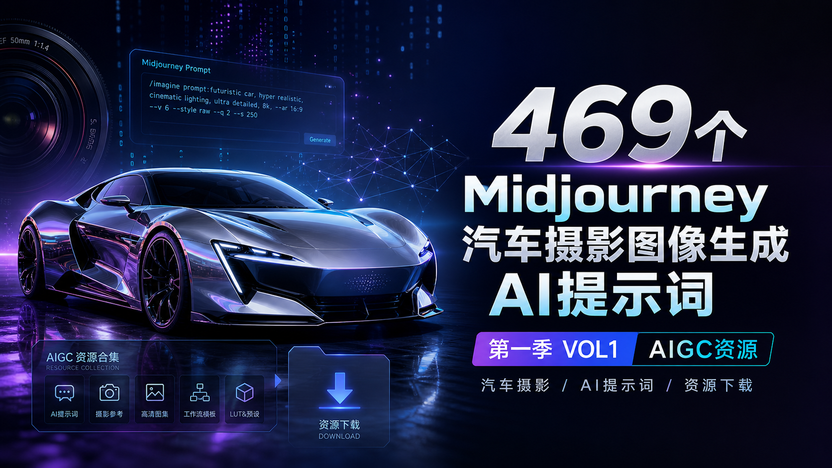 469个Midjourney汽车摄影图像生成AI提示词第一季 VOL1-AIGC资源