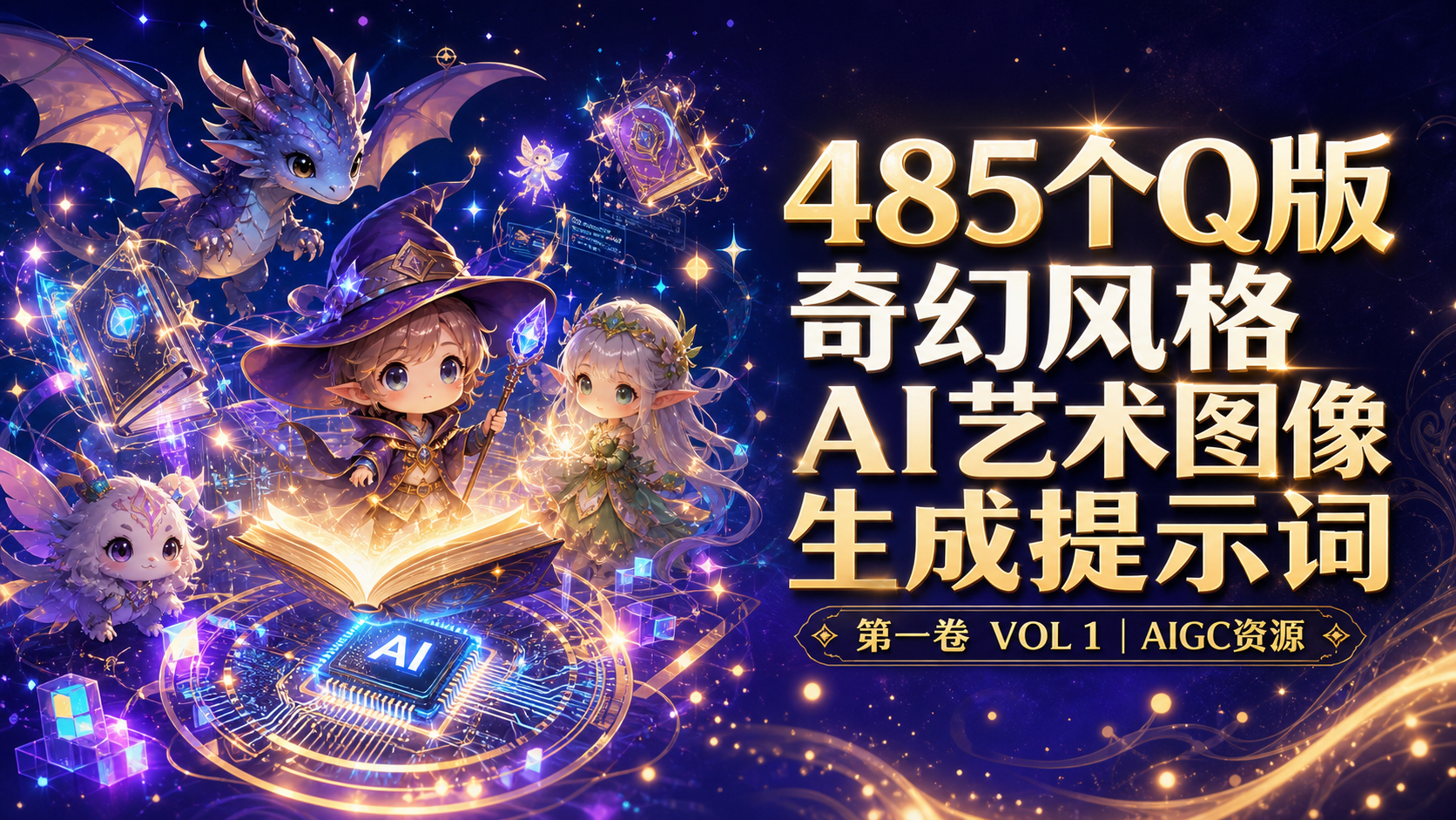 485个Q版奇幻风格AI艺术图像生成AI提示词第一卷 VOL 1-AIGC资源