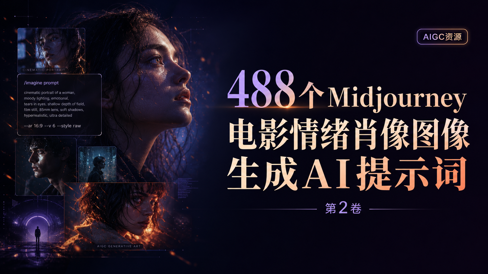 488个Midjourney电影情绪肖像图像生成AI提示词第2卷-AIGC资源