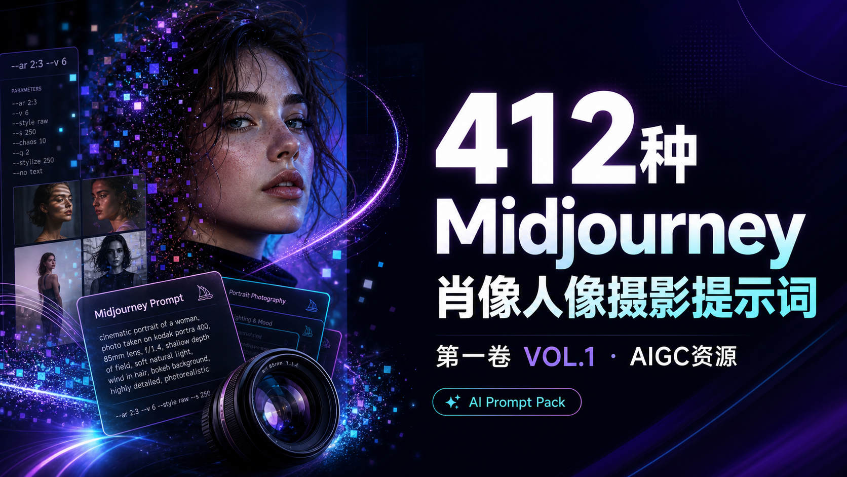 412种Midjourney肖像人像摄影图像生成AI提示词第一卷 VOL 1-AIGC资源