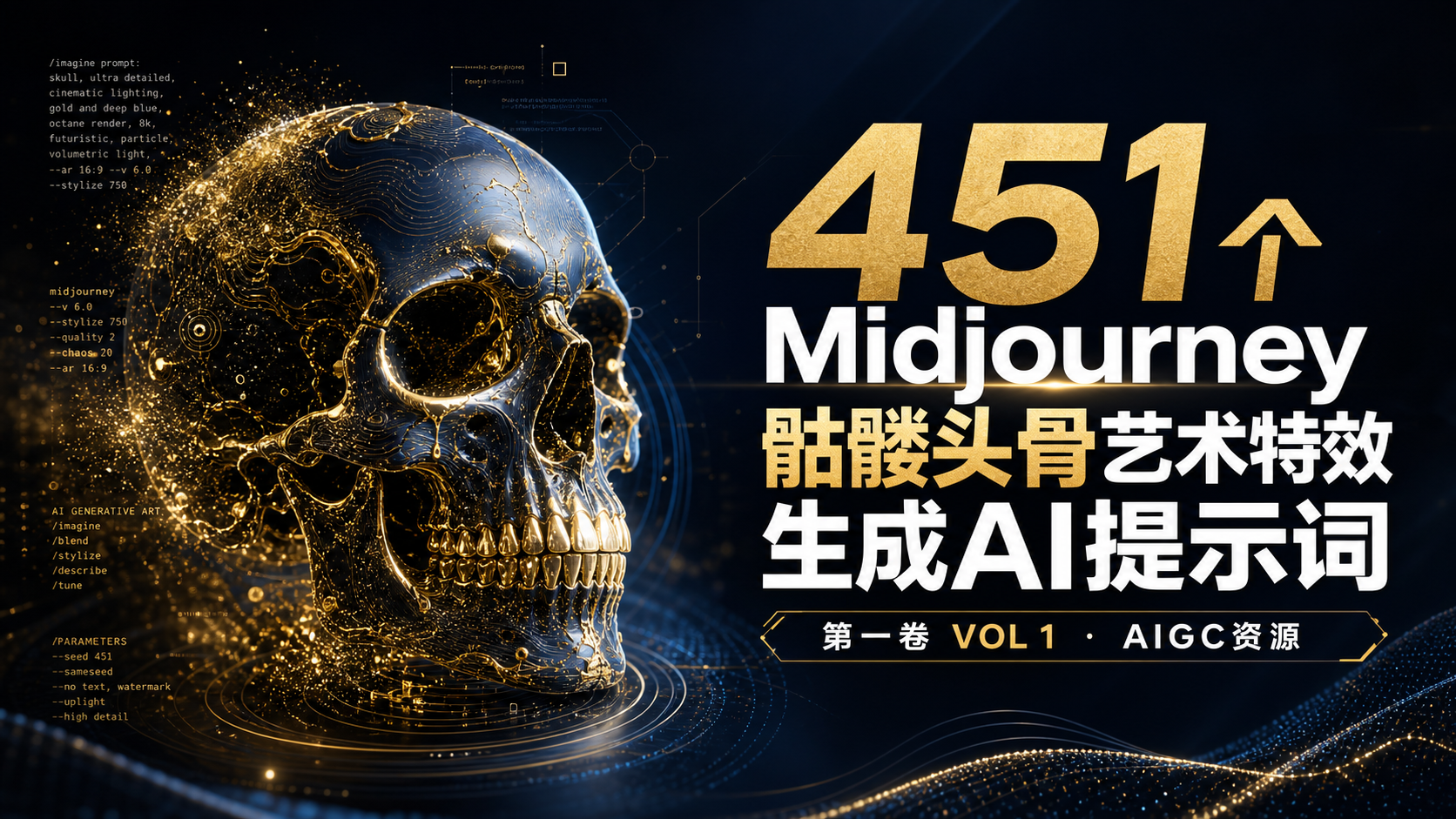 451个Midjourney骷髅头骨艺术特效生成AI提示词 第一卷 VOL 1-AIGC资源