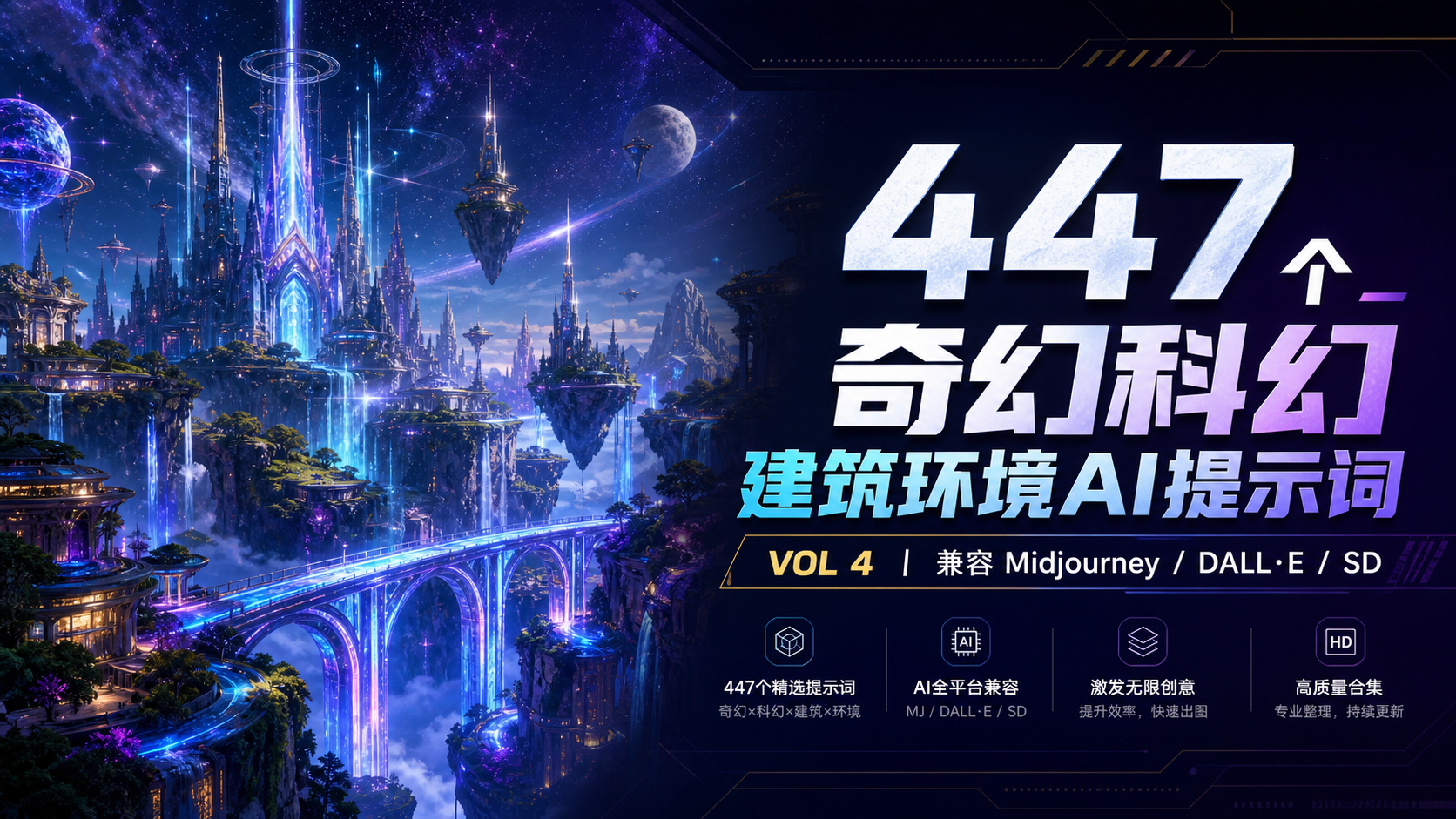 447个奇幻科幻建筑环境艺术AI提示词 VOL 4-兼容Midjourney,DALL·E,SD等-AIGC资源