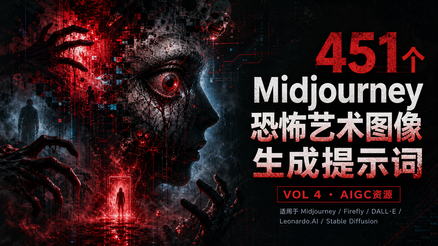 451个Midjourney恐怖艺术图像生成提示词第4卷 VOL 4-AIGC资源
