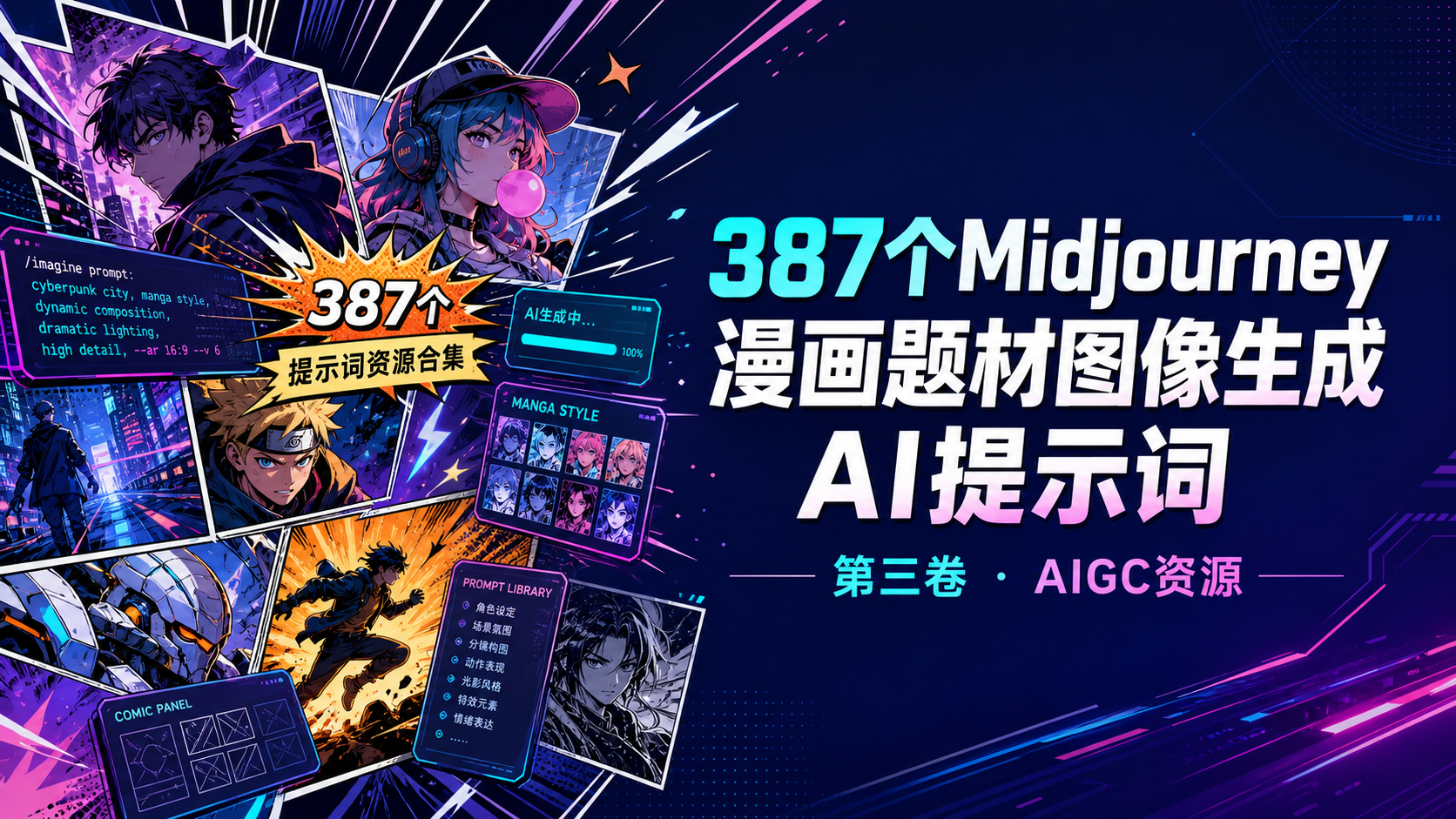 387个Midjourney漫画题材图像生成AI提示词第三卷-AIGC资源