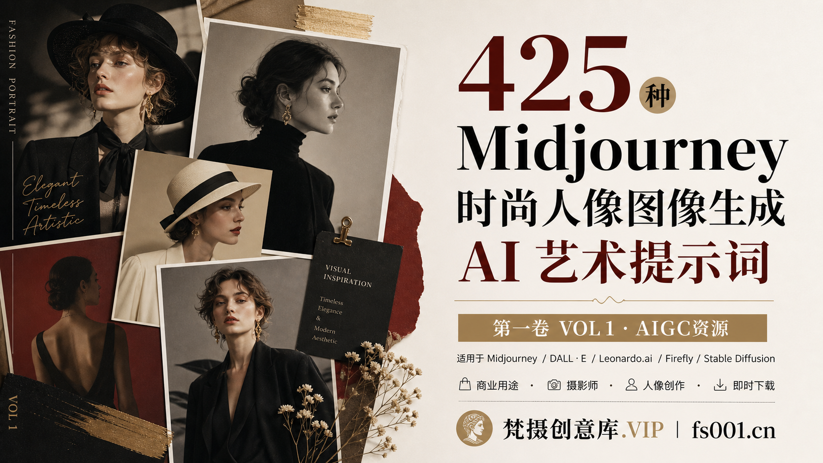 425种Midjourney时尚人像图像生成AI艺术提示词第一卷 VOL 1